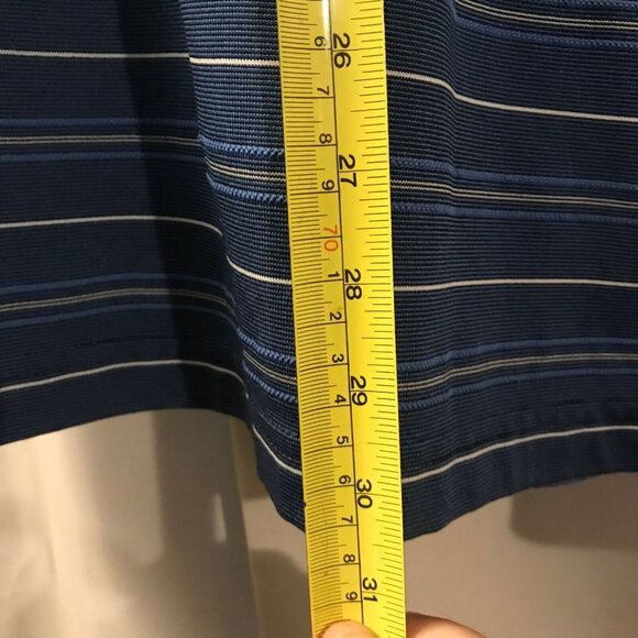 Palmer Golf Polo Shirt Mens Size Large (44) Navy Blue Stripes Collar Polyester - Picture 10 of 10